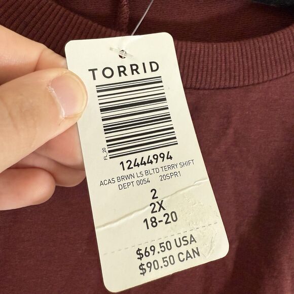 New Torrid Dress Women's 2 2X Red Long Sleeve Belted Pocketless Cotton Blend - Picture 2 of 11